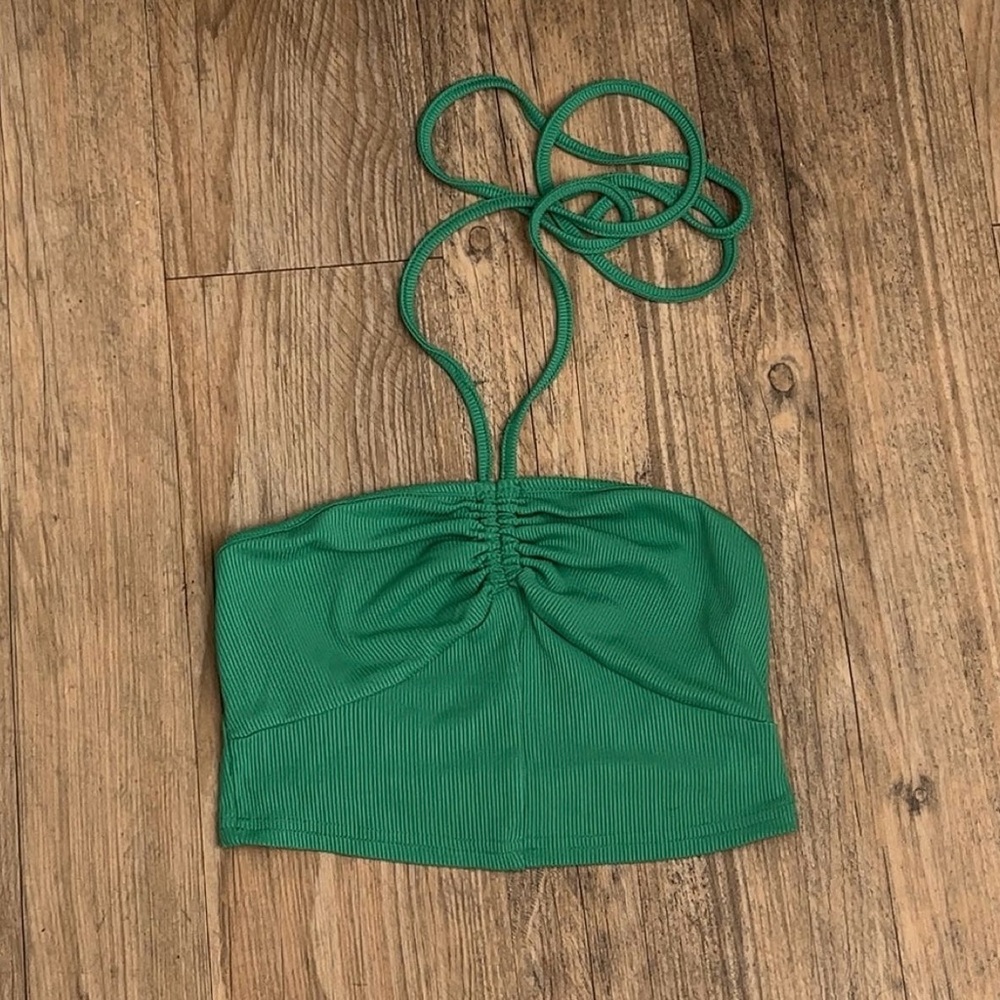 Green Halter Neck Women's Tank Top